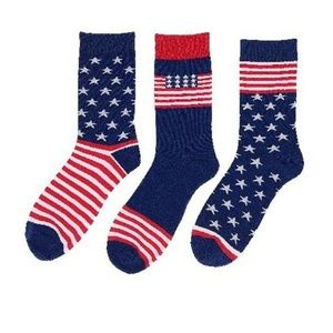 3 Pair Crew Men's American Flag Socks 3 Styles USA